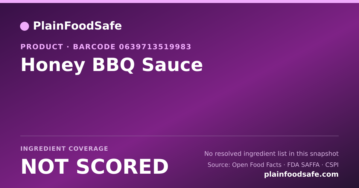 Share card for Honey BBQ Sauce Food Ingredient Profile