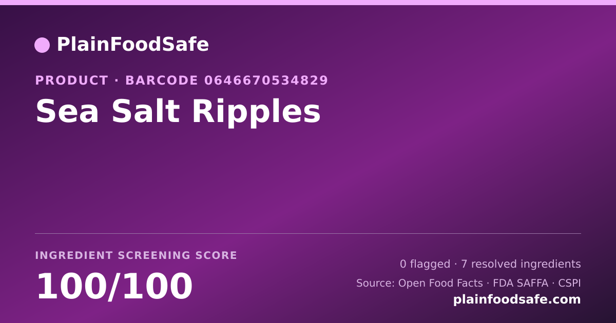 Share card for Sea Salt Ripples Food Ingredient Profile