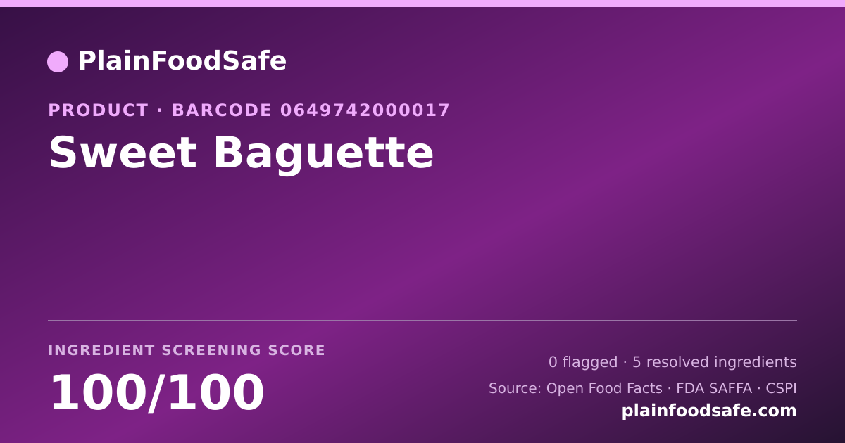 Share card for Sweet Baguette Food Ingredient Profile
