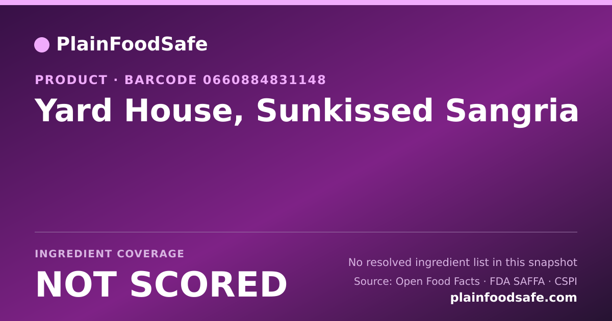 Share card for Yard House, Sunkissed Sangria Food Ingredient Profile