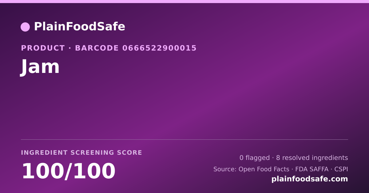 Share card for Jam Food Ingredient Profile