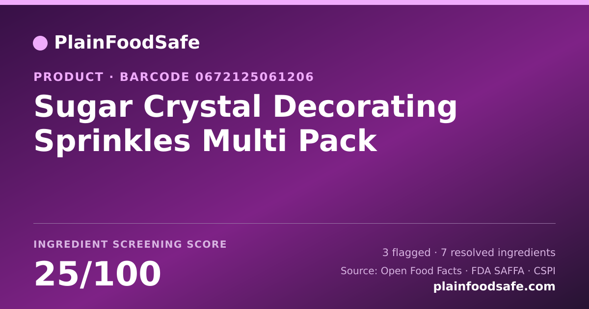 Share card for Sugar Crystal Decorating Sprinkles Multi Pack Food Ingredient Profile