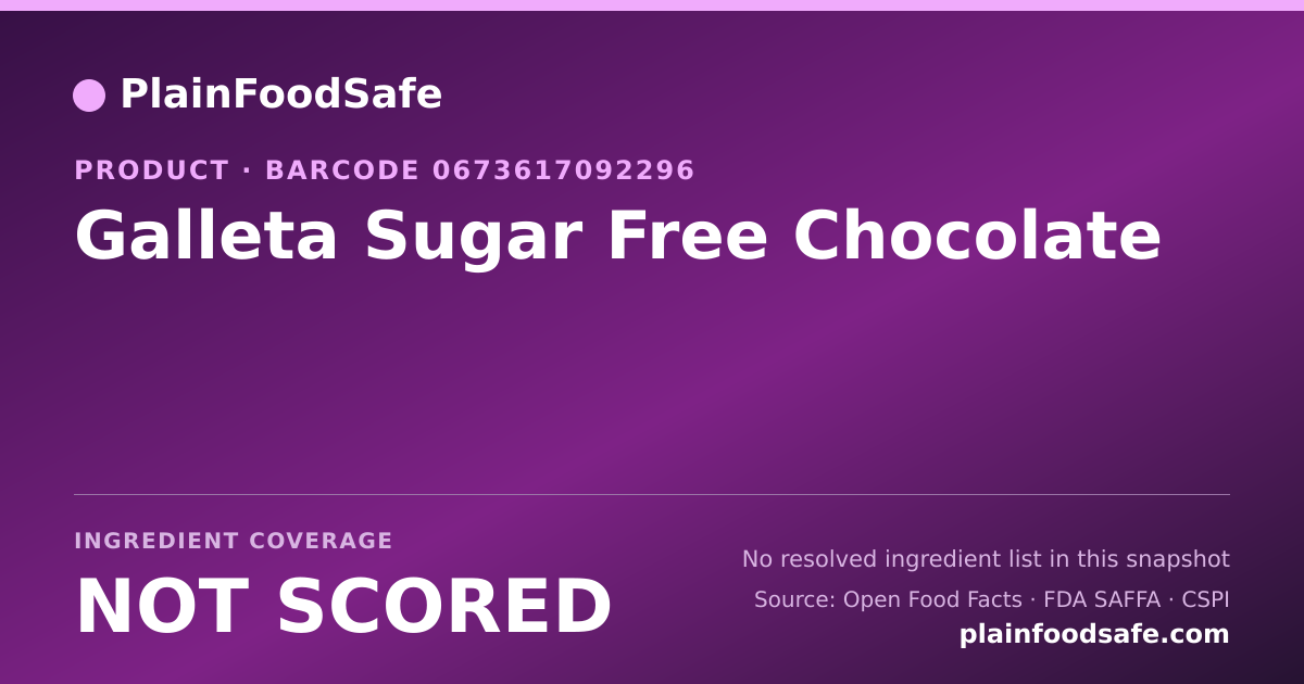 Share card for Galleta Sugar Free Chocolate Food Ingredient Profile