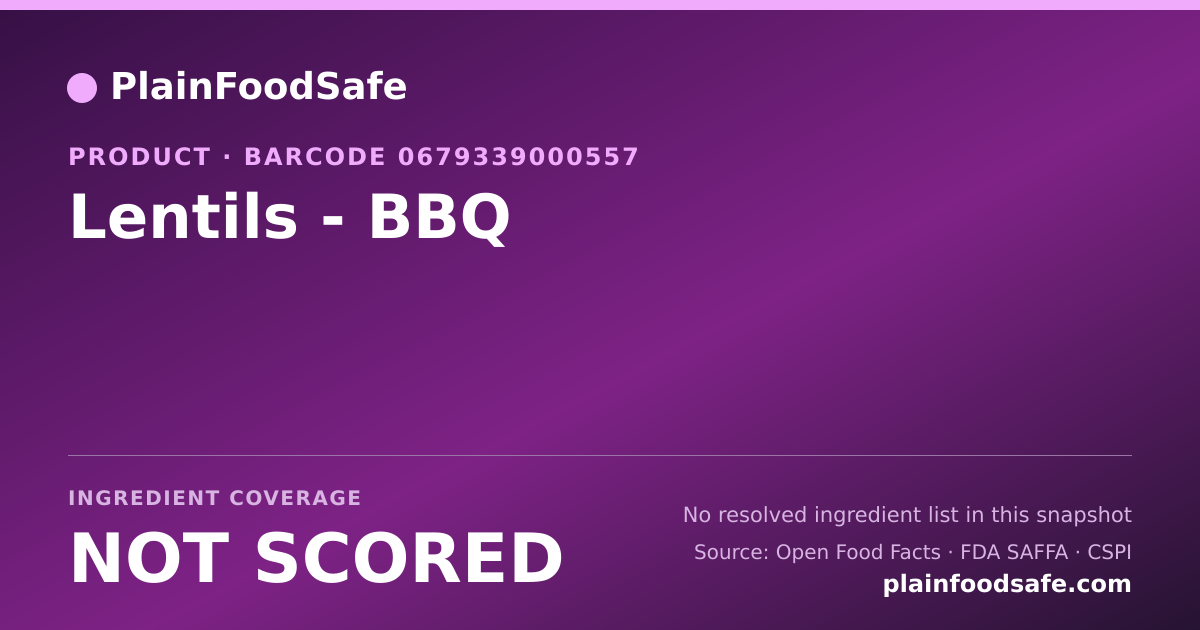 Share card for Lentils - BBQ Food Ingredient Profile