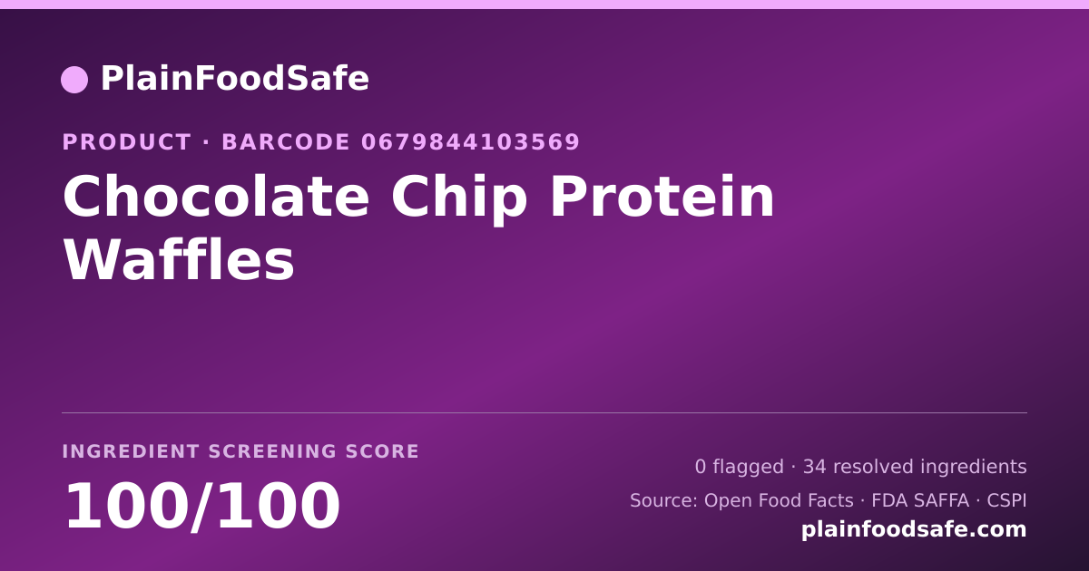Share card for Chocolate Chip Protein Waffles Food Ingredient Profile