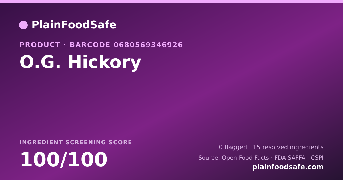 Share card for O.G. Hickory Food Ingredient Profile