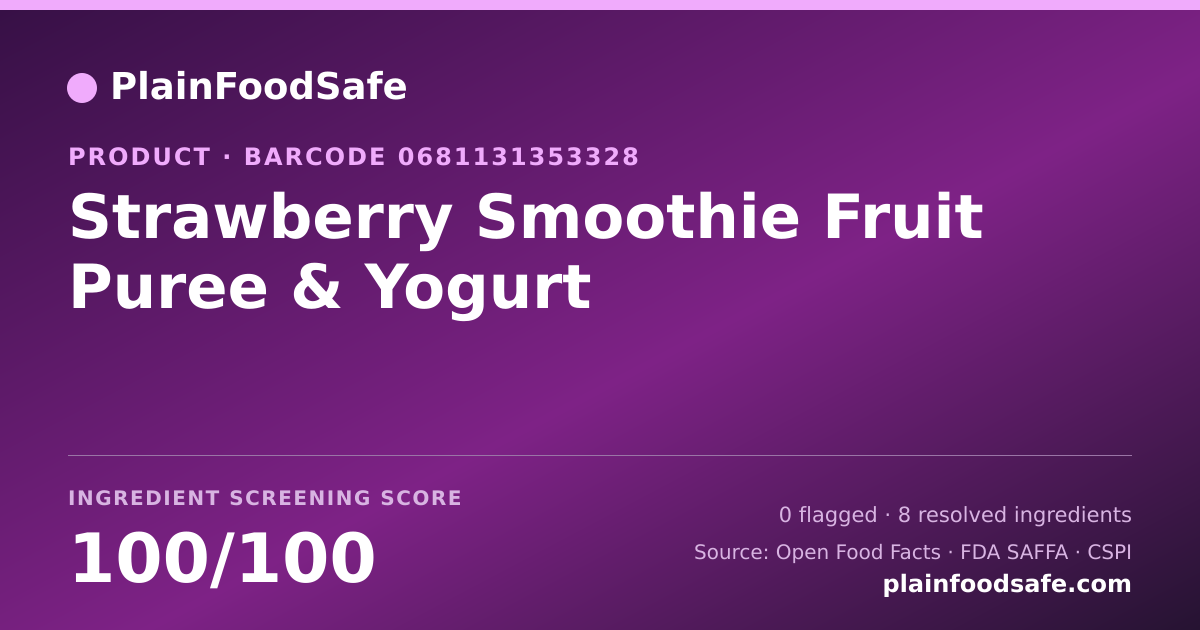 Share card for Strawberry Smoothie Fruit Puree & Yogurt Food Ingredient Profile