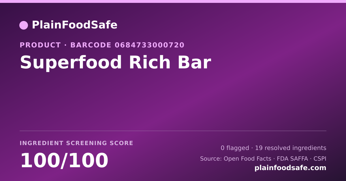 Share card for Superfood Rich Bar Food Ingredient Profile