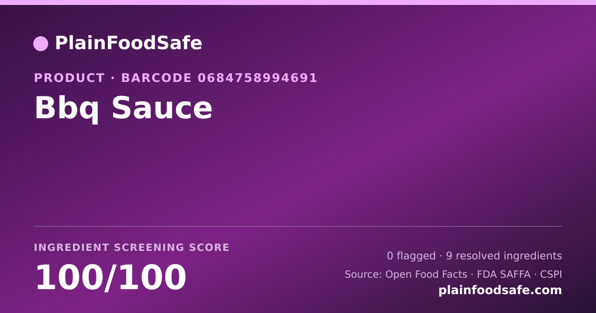 Share card for Bbq Sauce Food Ingredient Profile