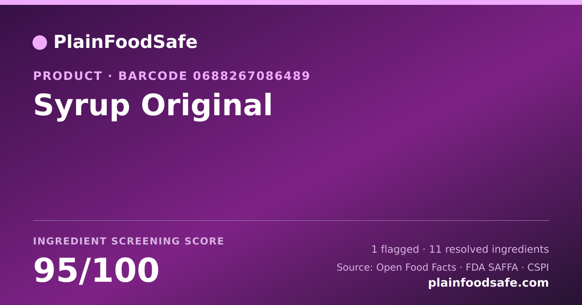 Share card for Syrup Original Food Ingredient Profile