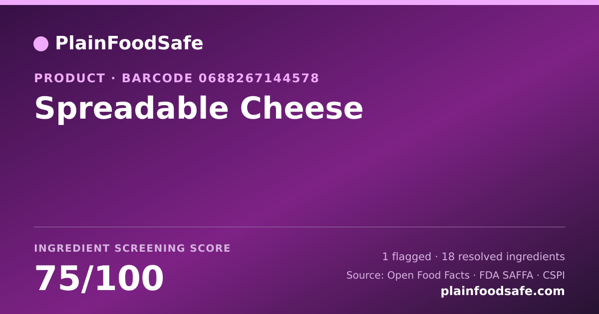 Share card for Spreadable Cheese Food Ingredient Profile