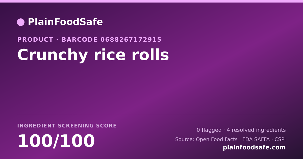 Share card for Crunchy rice rolls Food Ingredient Profile