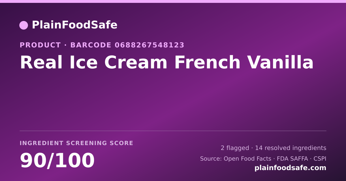 Share card for Real Ice Cream French Vanilla Food Ingredient Profile