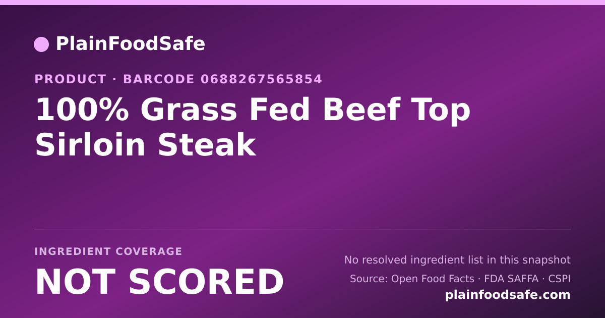 Share card for 100% Grass Fed Beef Top Sirloin Steak Food Ingredient Profile