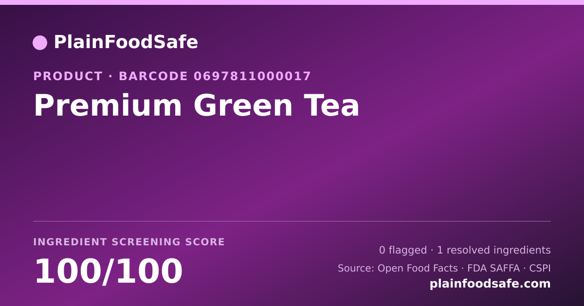 Share card for Premium Green Tea Food Ingredient Profile