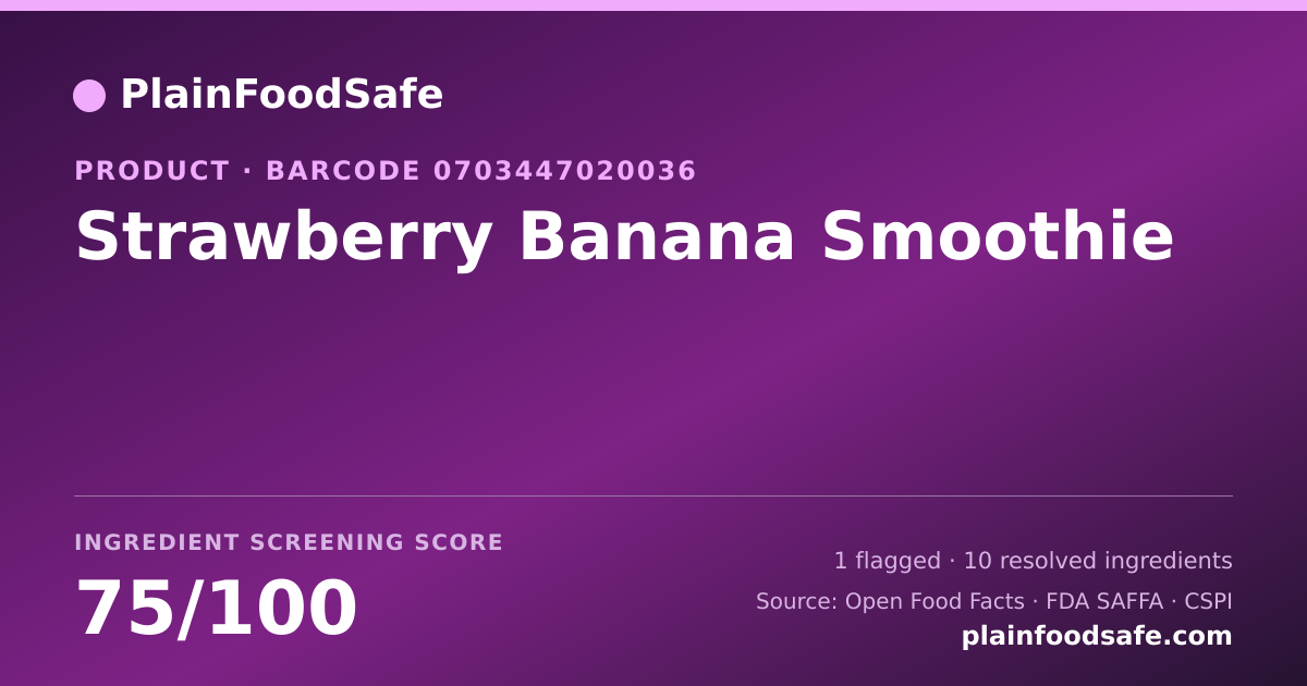 Share card for Strawberry Banana Smoothie Food Ingredient Profile