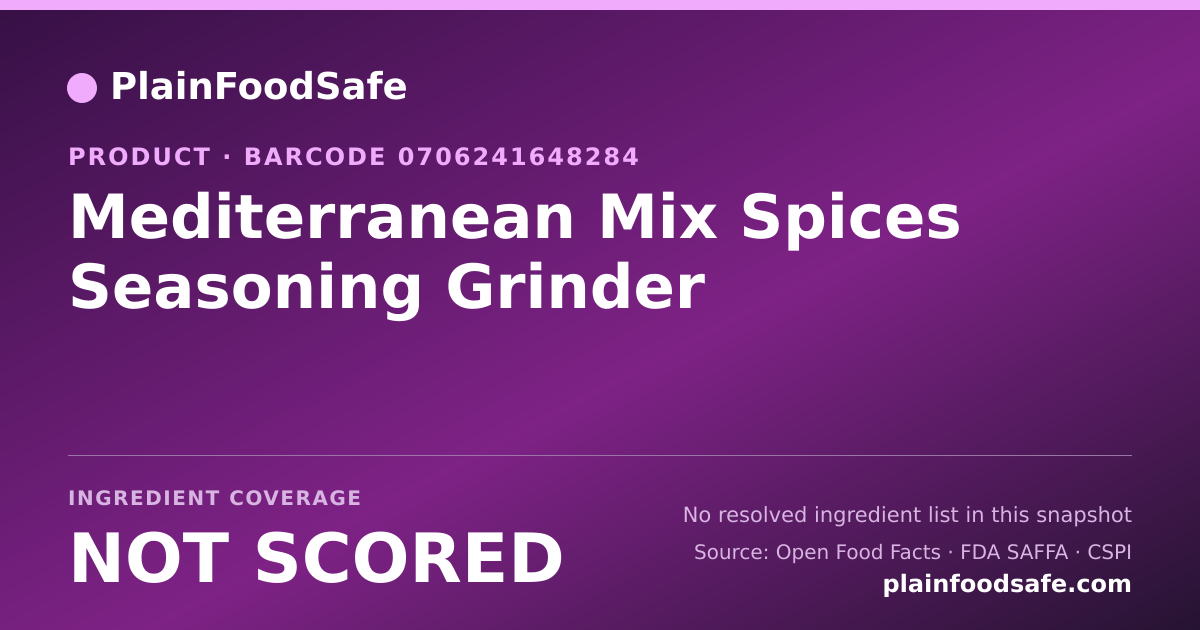Share card for Mediterranean Mix Spices Seasoning Grinder Food Ingredient Profile