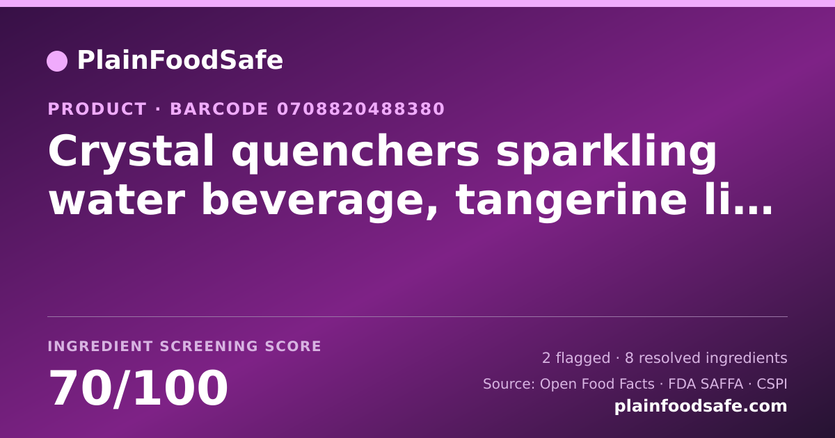 Share card for Crystal quenchers sparkling water beverage, tangerine lime Food Ingredient Profile