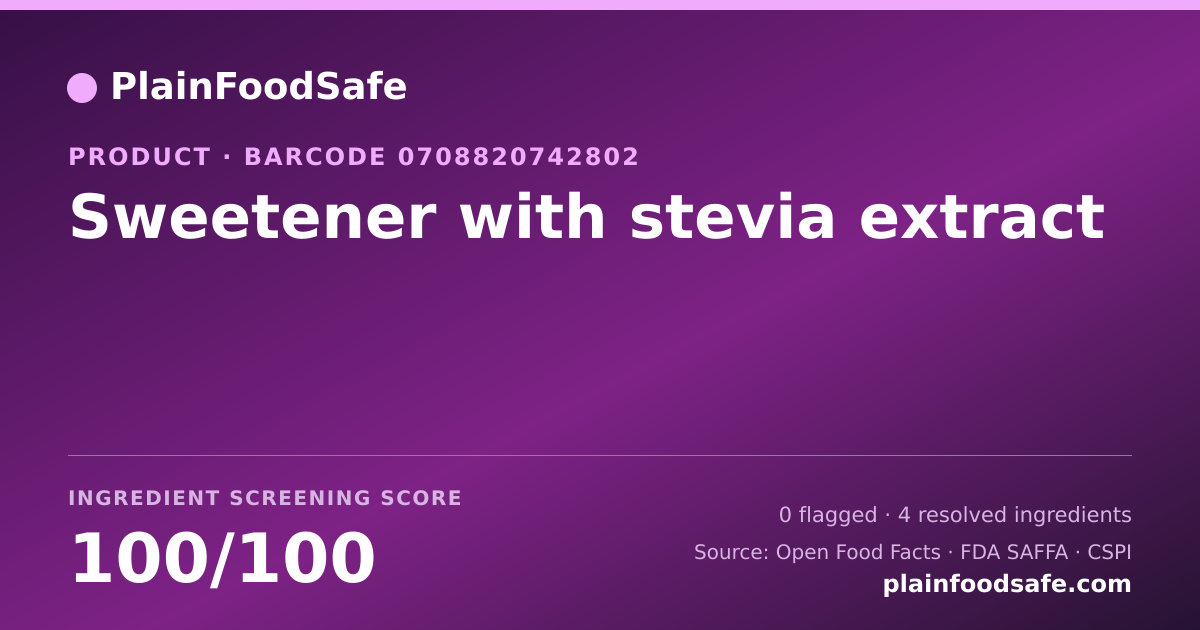 Share card for Sweetener with stevia extract Food Ingredient Profile