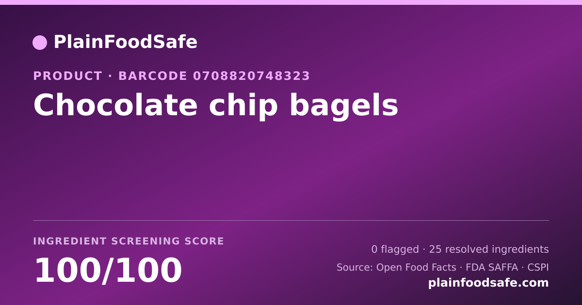 Share card for Chocolate chip bagels Food Ingredient Profile