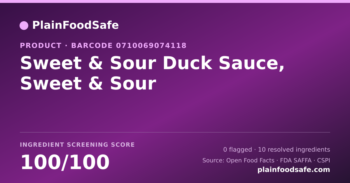 Share card for Sweet & Sour Duck Sauce, Sweet & Sour Food Ingredient Profile