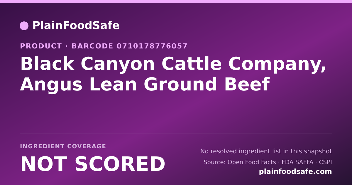 Share card for Black Canyon Cattle Company, Angus Lean Ground Beef Food Ingredient Profile