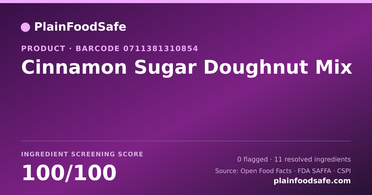 Share card for Cinnamon Sugar Doughnut Mix Food Ingredient Profile