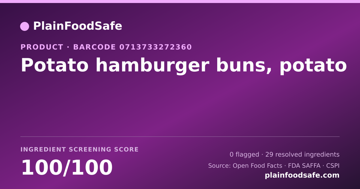 Share card for Potato hamburger buns, potato Food Ingredient Profile