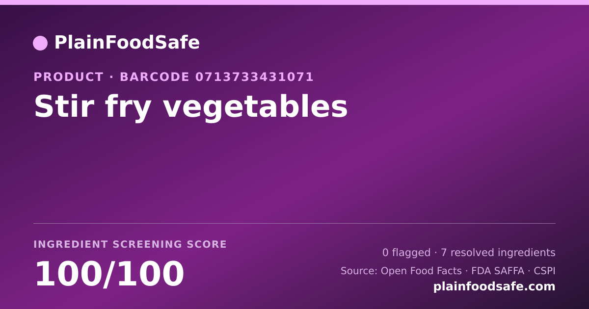 Share card for Stir fry vegetables Food Ingredient Profile