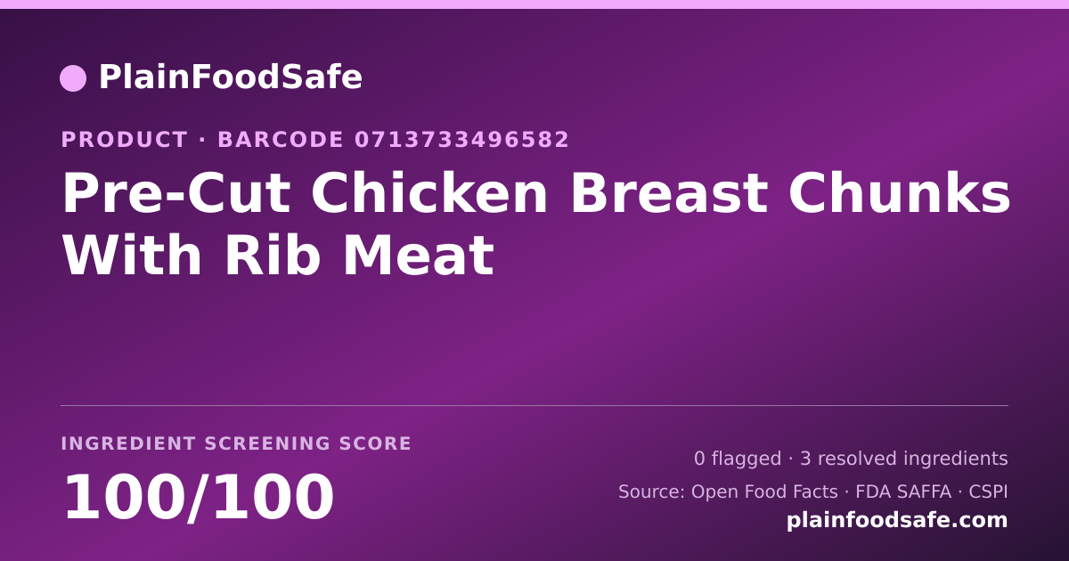 Share card for Pre-Cut Chicken Breast Chunks With Rib Meat Food Ingredient Profile
