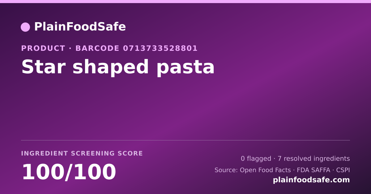 Share card for Star shaped pasta Food Ingredient Profile
