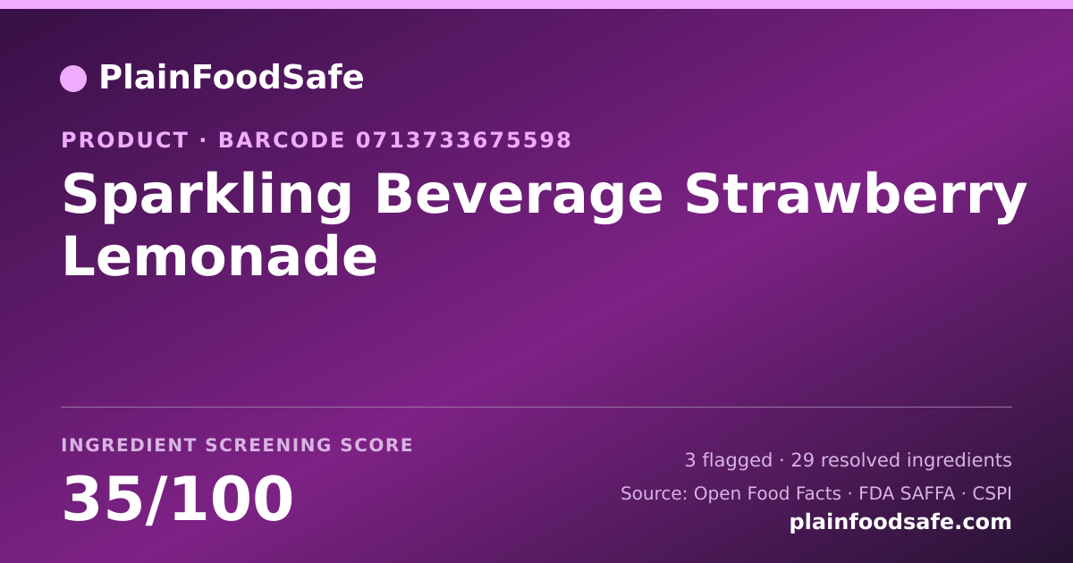 Share card for Sparkling Beverage Strawberry Lemonade Food Ingredient Profile