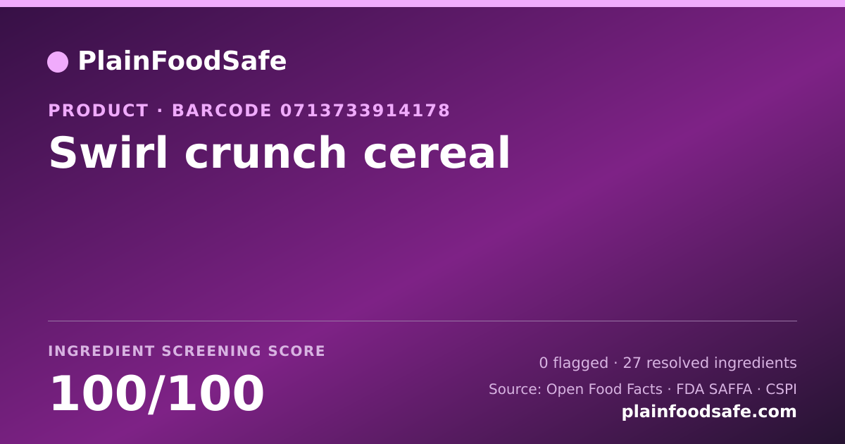 Share card for Swirl crunch cereal Food Ingredient Profile
