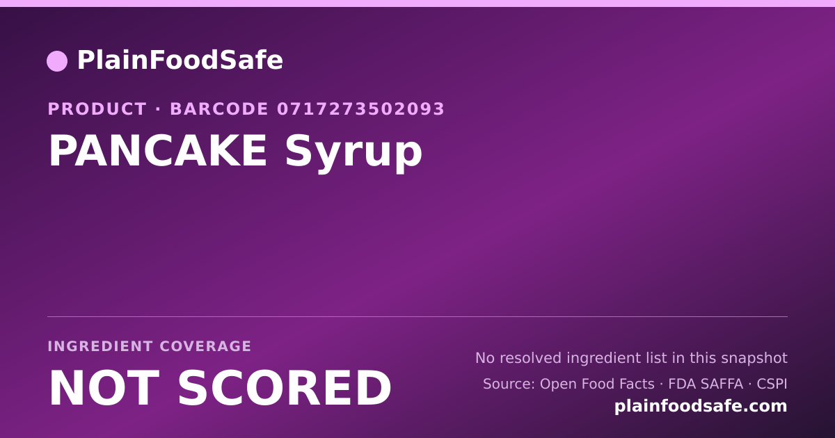 Share card for PANCAKE Syrup Food Ingredient Profile