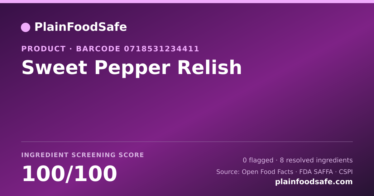 Share card for Sweet Pepper Relish Food Ingredient Profile