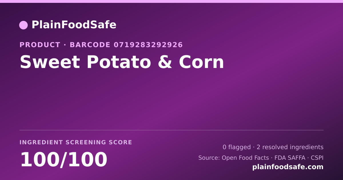 Share card for Sweet Potato & Corn Food Ingredient Profile