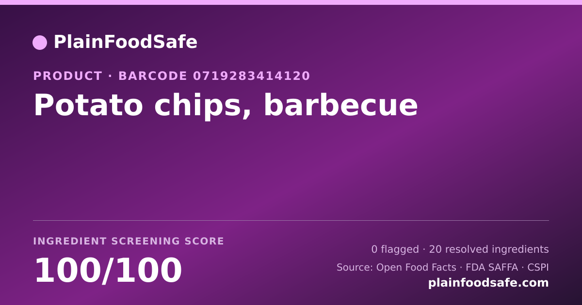Share card for Potato chips, barbecue Food Ingredient Profile