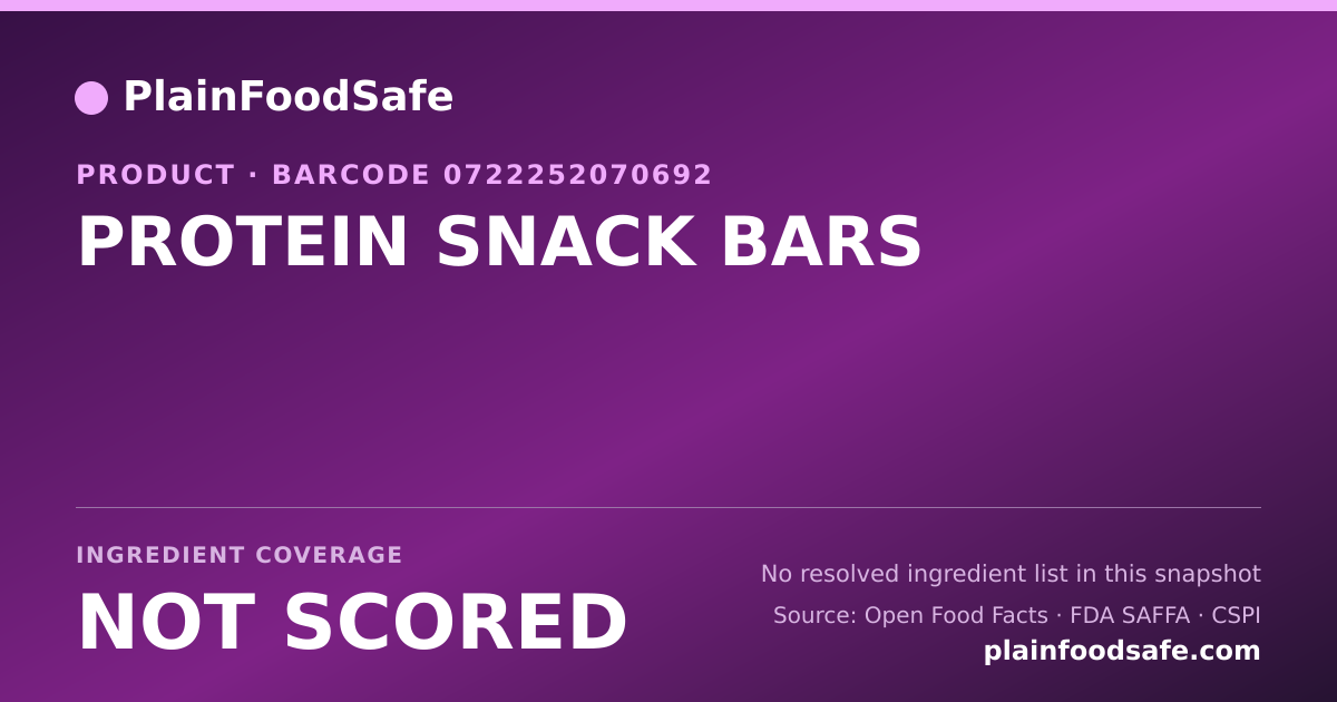 Share card for PROTEIN SNACK BARS Food Ingredient Profile
