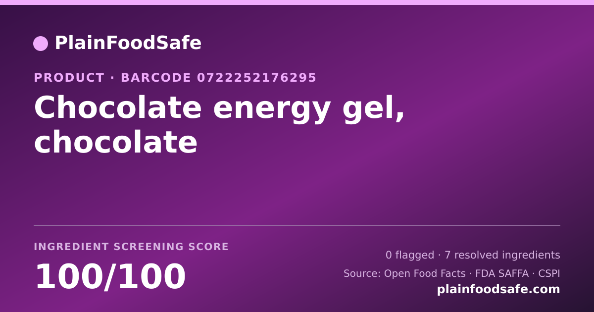 Share card for Chocolate energy gel, chocolate Food Ingredient Profile