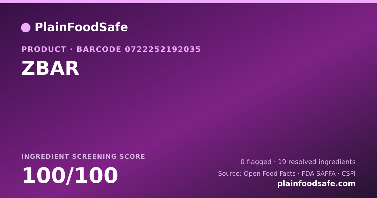 Share card for ZBAR Food Ingredient Profile