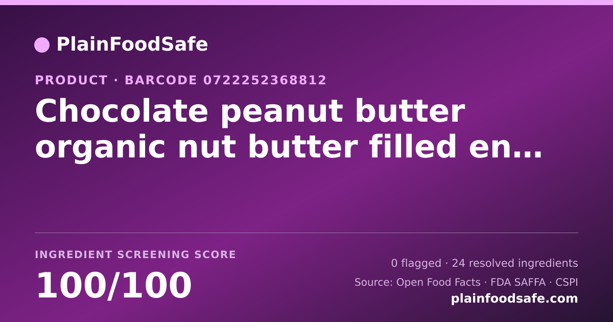 Share card for Chocolate peanut butter organic nut butter filled energy bars, chocolate peanut butter Food Ingredient Profile
