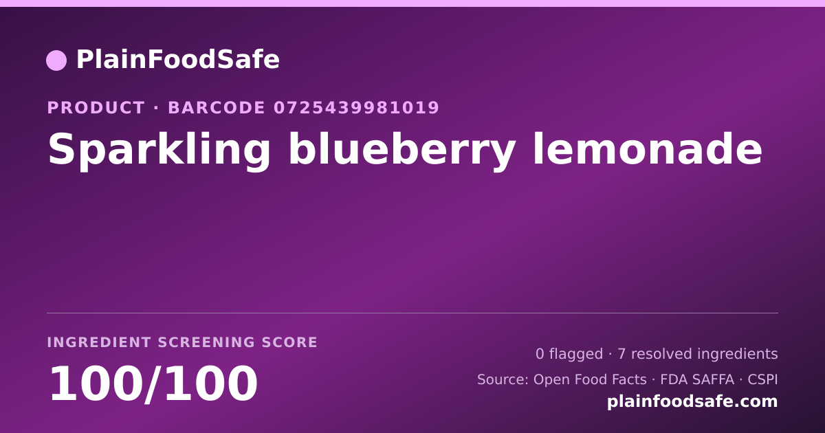 Share card for Sparkling blueberry lemonade Food Ingredient Profile