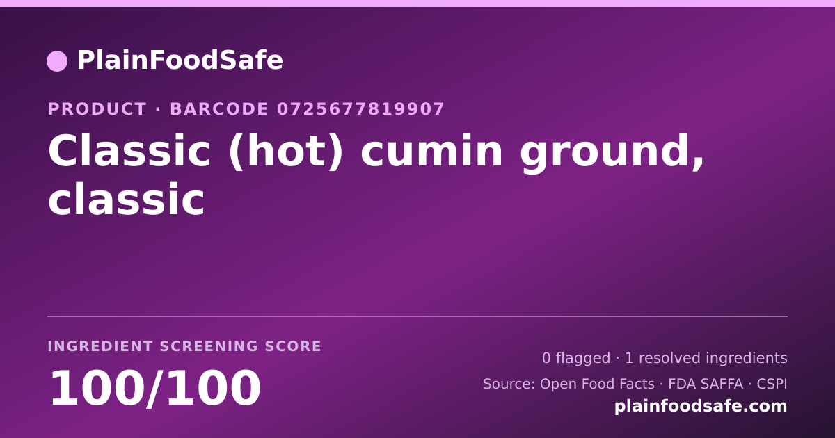 Share card for Classic (hot) cumin ground, classic Food Ingredient Profile