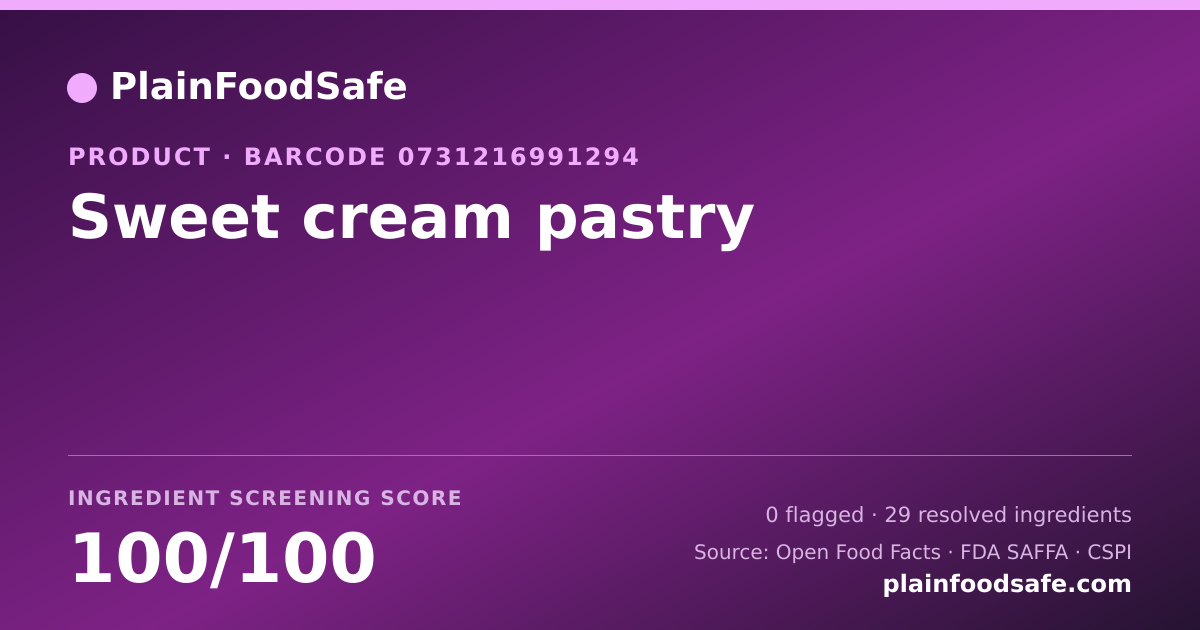 Share card for Sweet cream pastry Food Ingredient Profile