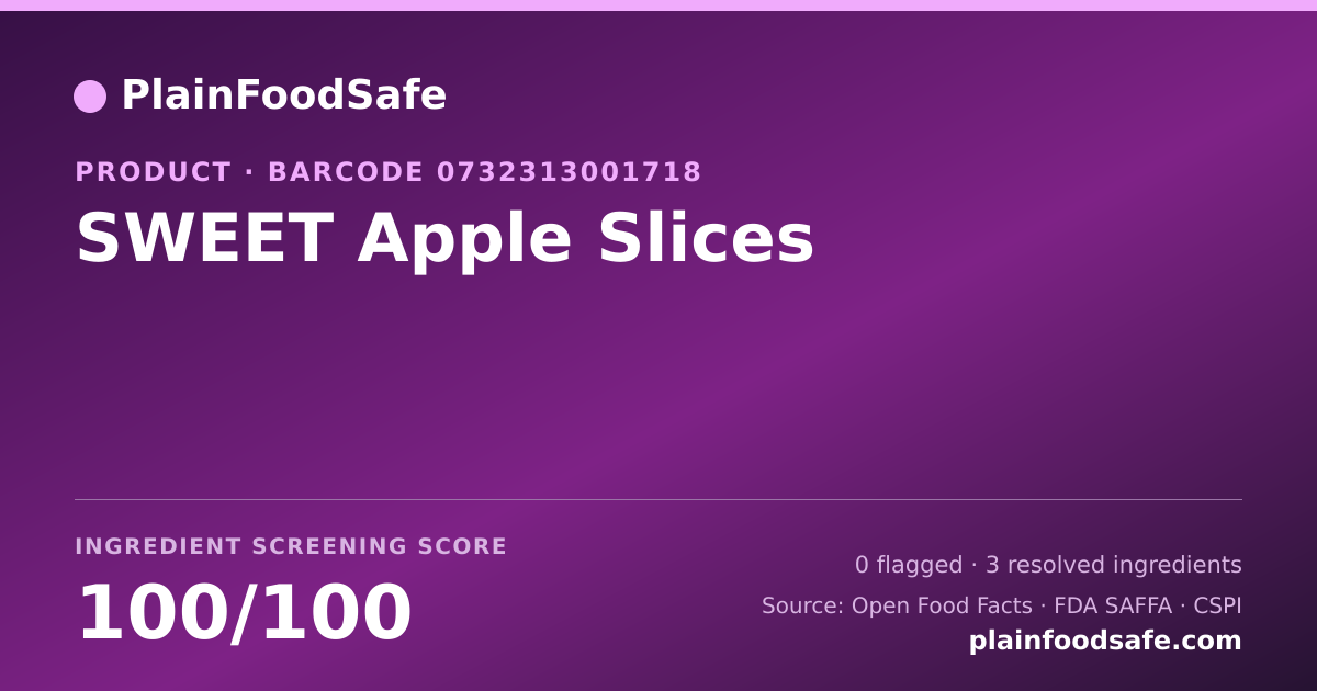 Share card for SWEET Apple Slices Food Ingredient Profile