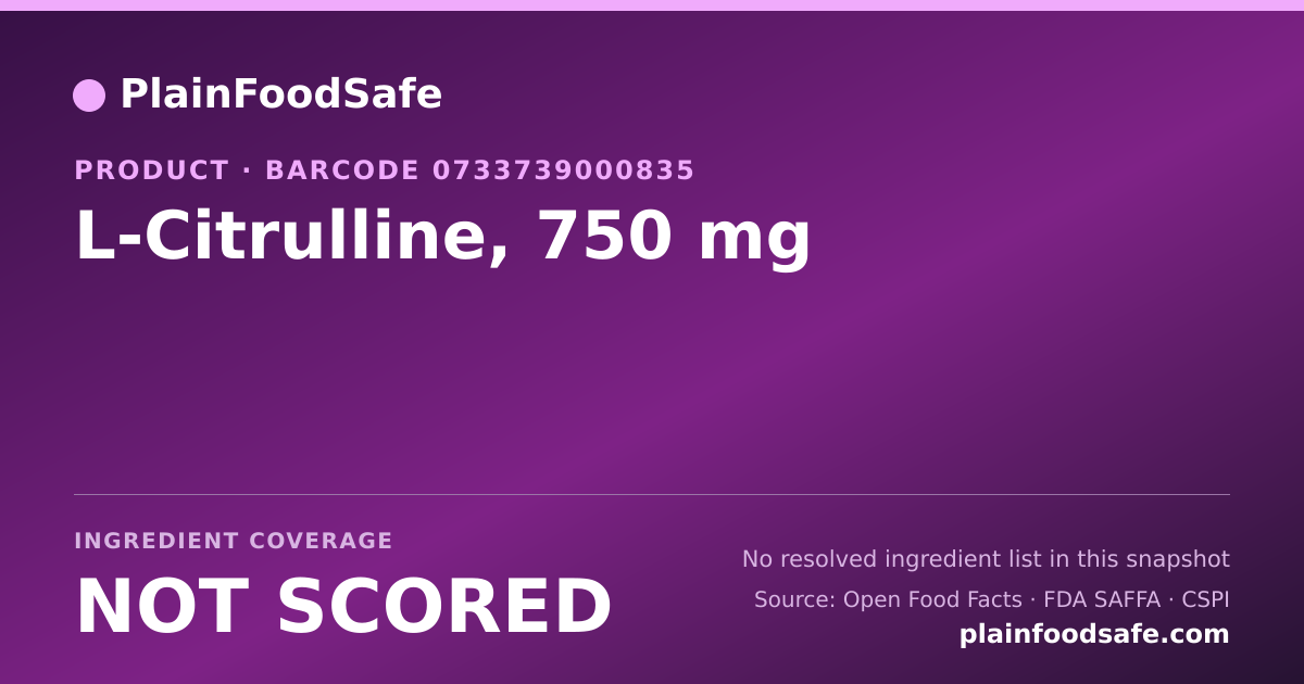 Share card for L-Citrulline, 750 mg Food Ingredient Profile