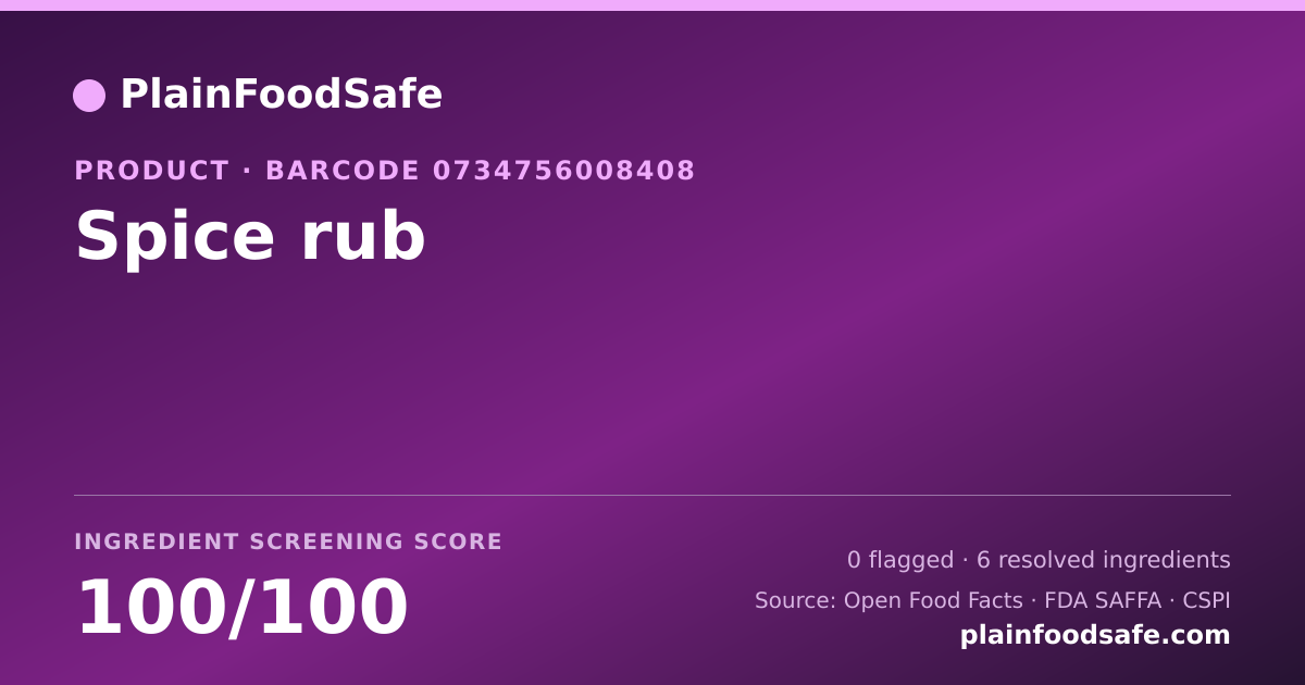 Share card for Spice rub Food Ingredient Profile