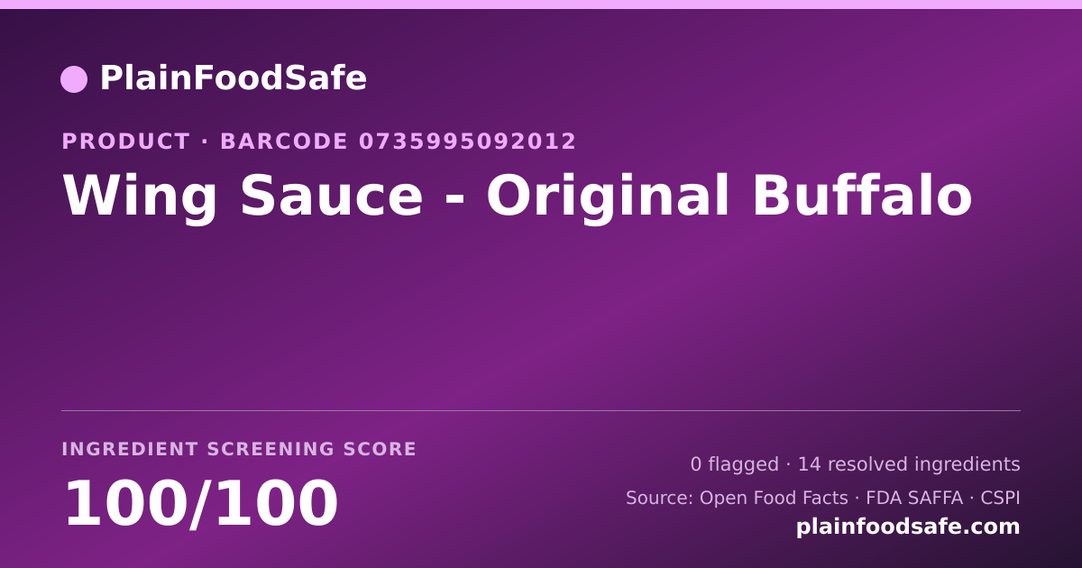 Share card for Wing Sauce - Original Buffalo Food Ingredient Profile