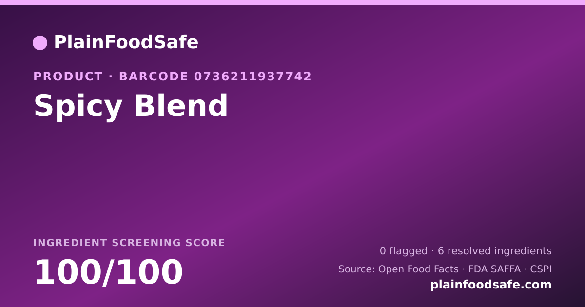 Share card for Spicy Blend Food Ingredient Profile