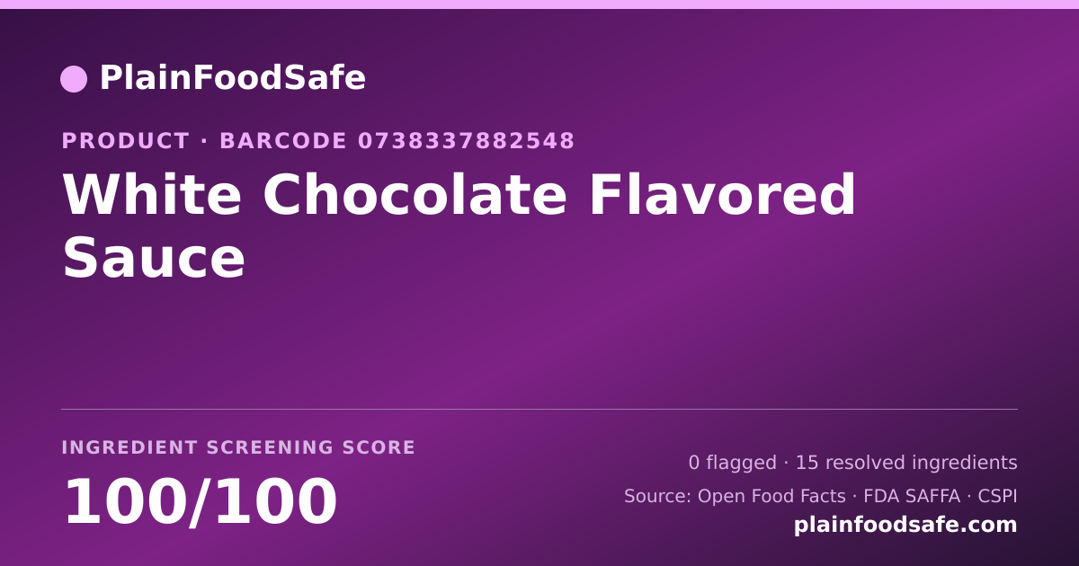 Share card for White Chocolate Flavored Sauce Food Ingredient Profile